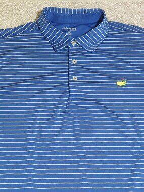 Masters Tech Augusta National short sleeve polo blue with yellow stripes Size XL